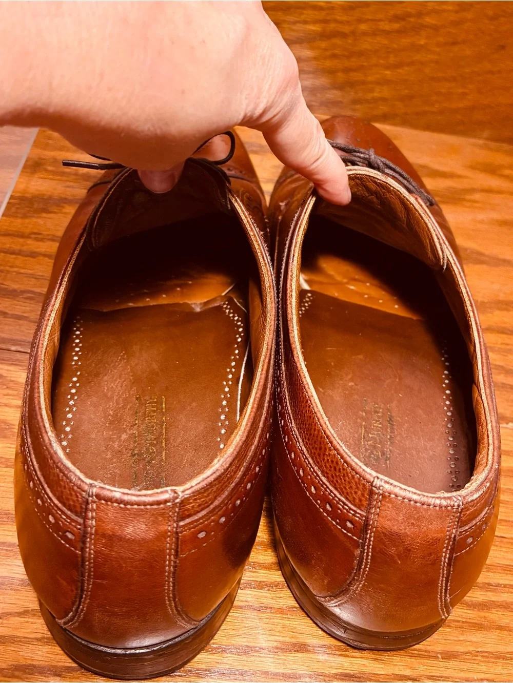 VTG Johnston & Murphy Brogue Wingtip Oxford Shoes Brown Leather Men’s Size 12